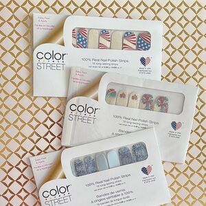 3 sets Color Street Patriotic Nail Strips Collection